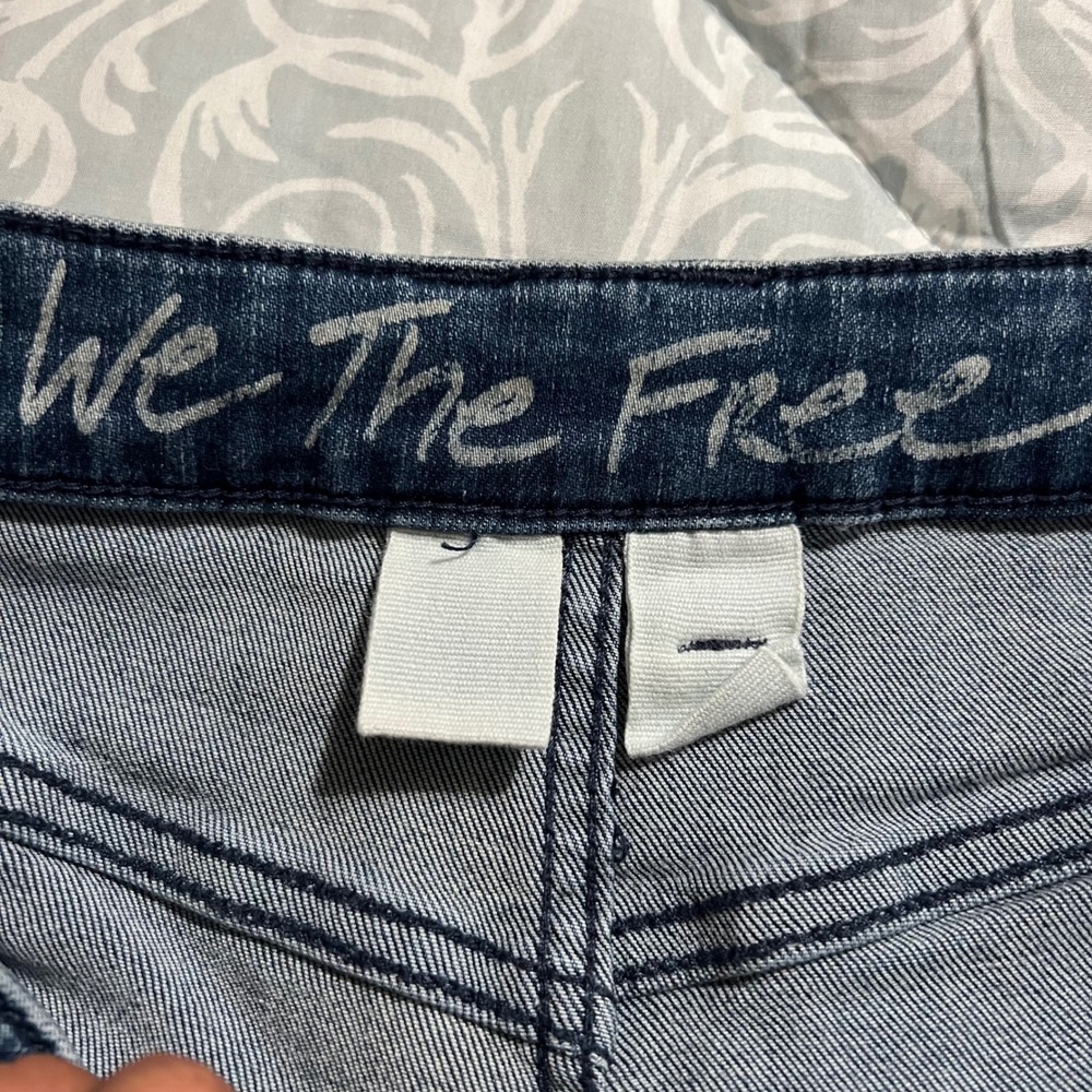 Free People We The Free Wide Leg Jeans Low Rise Raw Hem Front Patch Pockets 30 R - Picture 7 of 11
